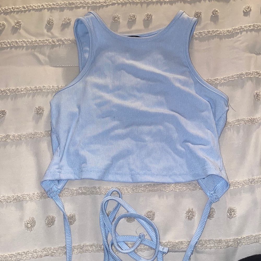 light blue top